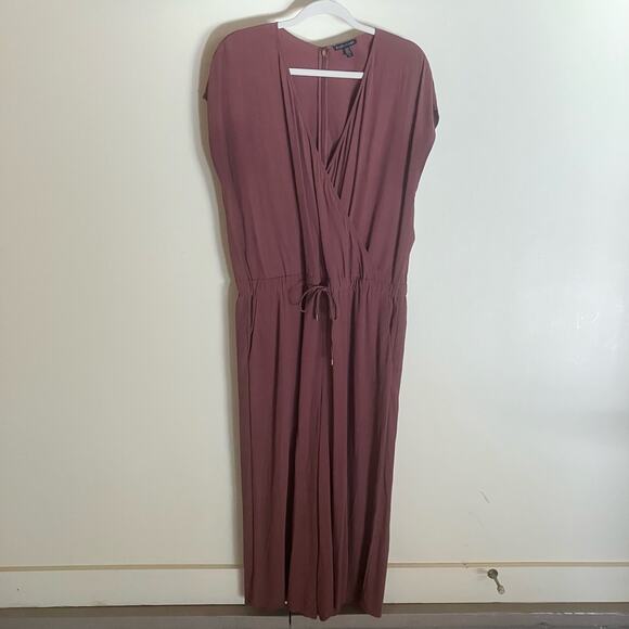 Eileen Fisher Salmon Rust Wrap Elastic Waist Sleeveless Cropped Jumpsuit - Picture 4 of 10